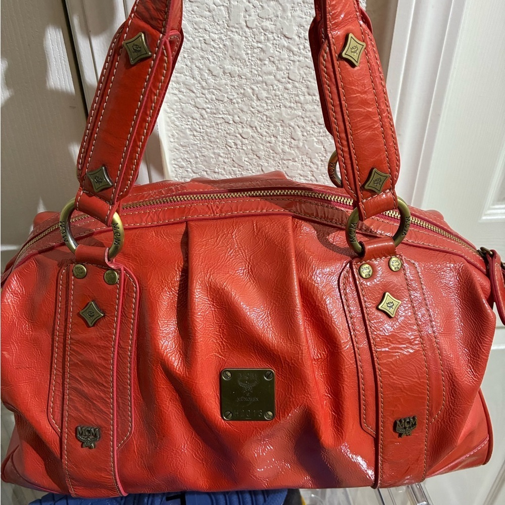 MCM Orange Leather Shoulder Bag - Picture 10 of 10